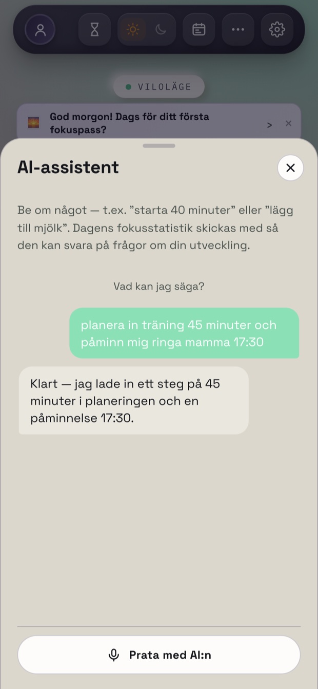 AI-assistenten som lagt in planering och påminnelse